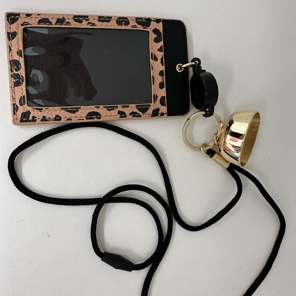 Bath & Body Works Leopard ID  Lanyard Badge Reel Wallet PocketBac Sanitizer